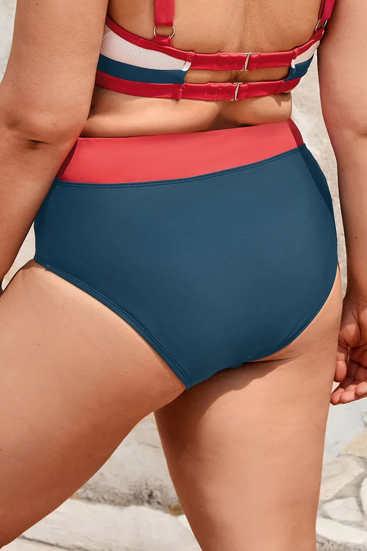 Sea to Shining Sea Banded High Waist Plus Size Bikini Bottoms