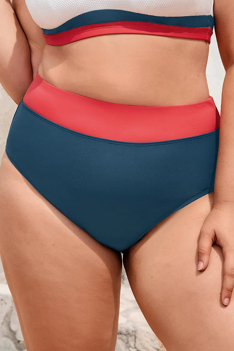 Sea to Shining Sea Banded High Waist Plus Size Bikini Bottoms