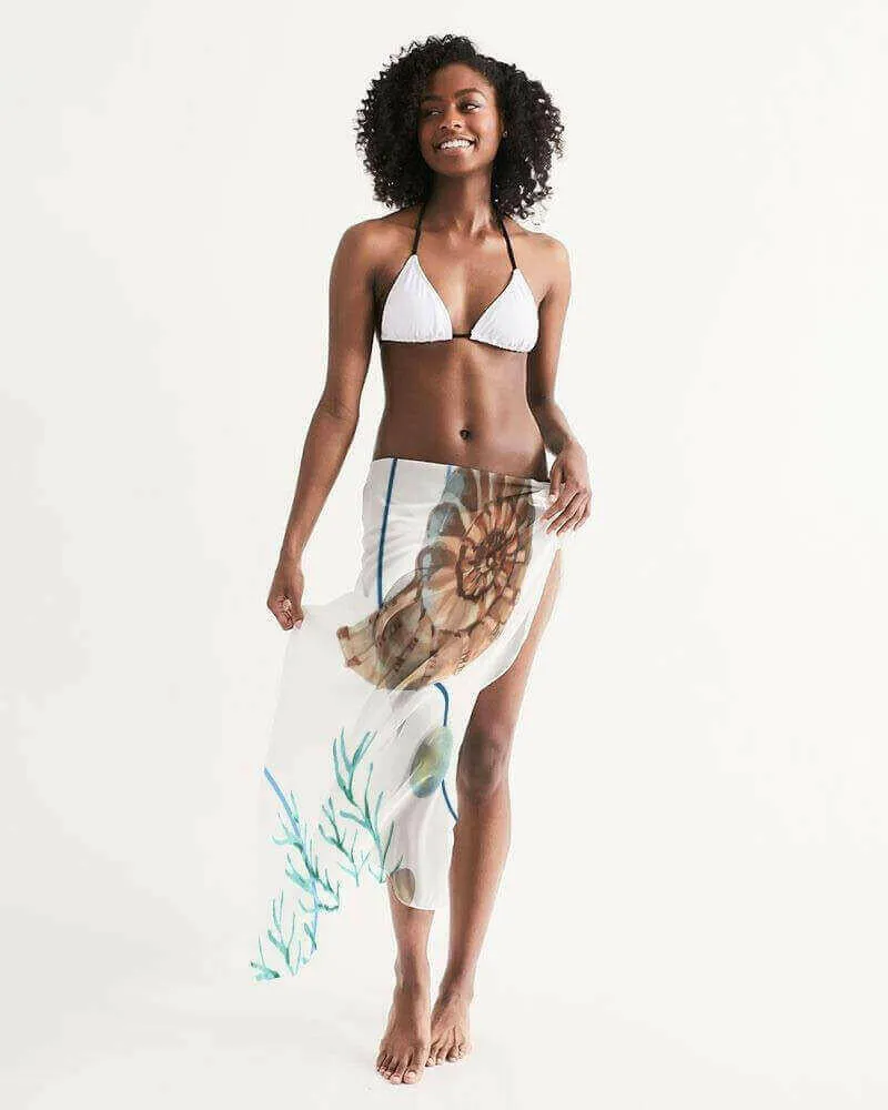 Sheer Sarong Swimsuit Cover Up Wrap / White Seashell