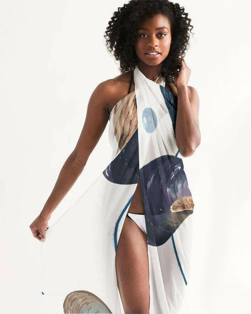 Sheer Sarong Swimsuit Cover Up Wrap / White Seashell