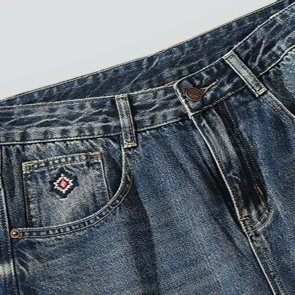 Soft fabric medium men's wash jeans