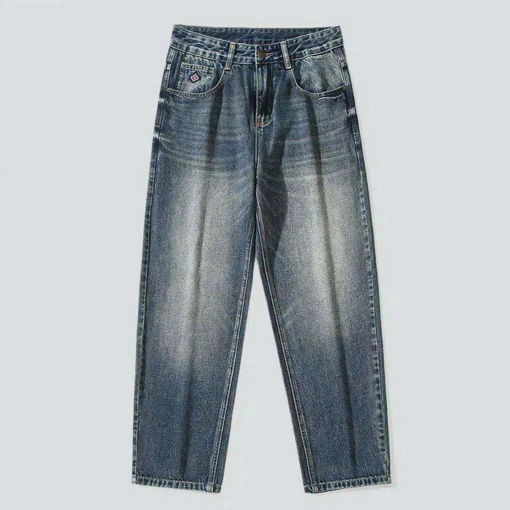 Soft fabric medium men's wash jeans
