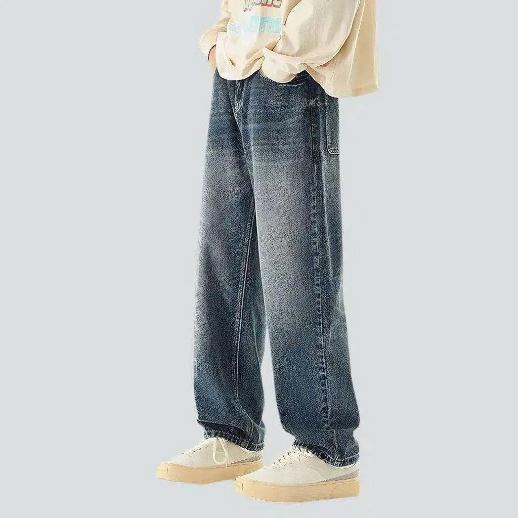 Soft fabric medium men's wash jeans