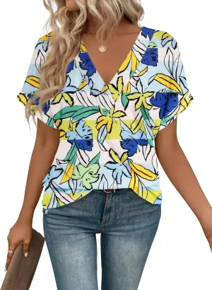 T Shirts Short Sleeve V Neck Tees Womens Tops Beach Vacation Fashion Clothes 2025 Casual Summer Spring Outfits