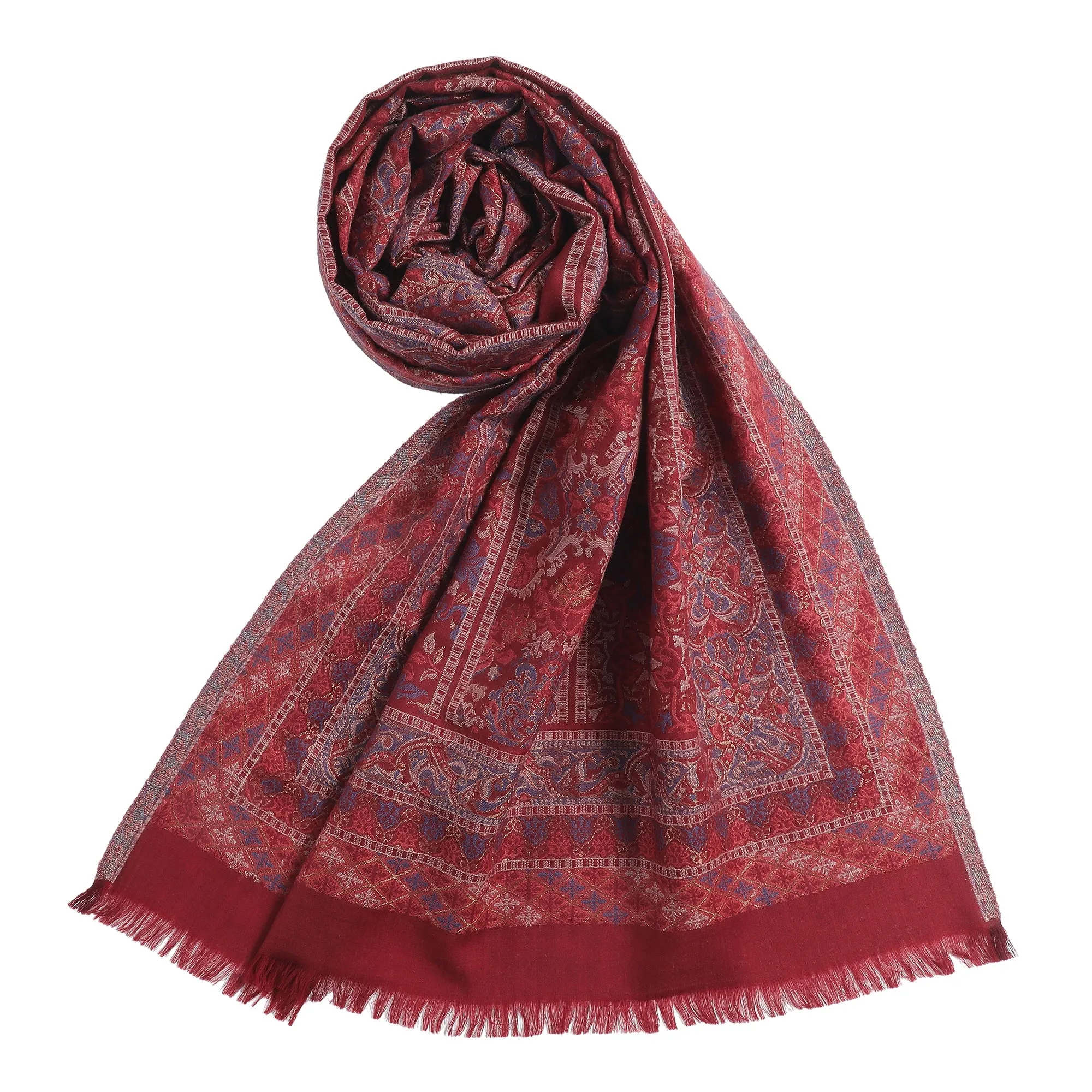 Tahani Woven Design Wool Metallic Stole