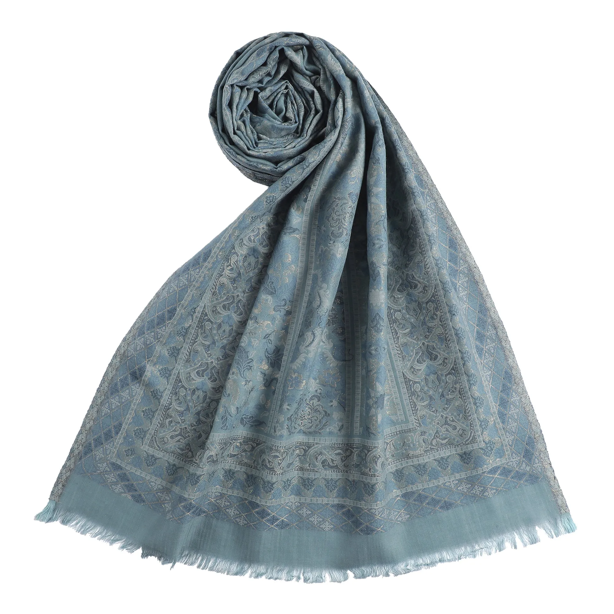 Tahani Woven Design Wool Metallic Stole