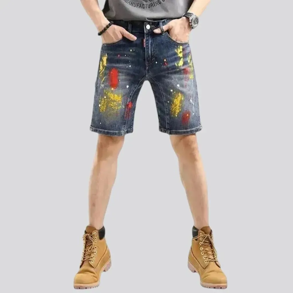 Trendy sanded denim shorts for men