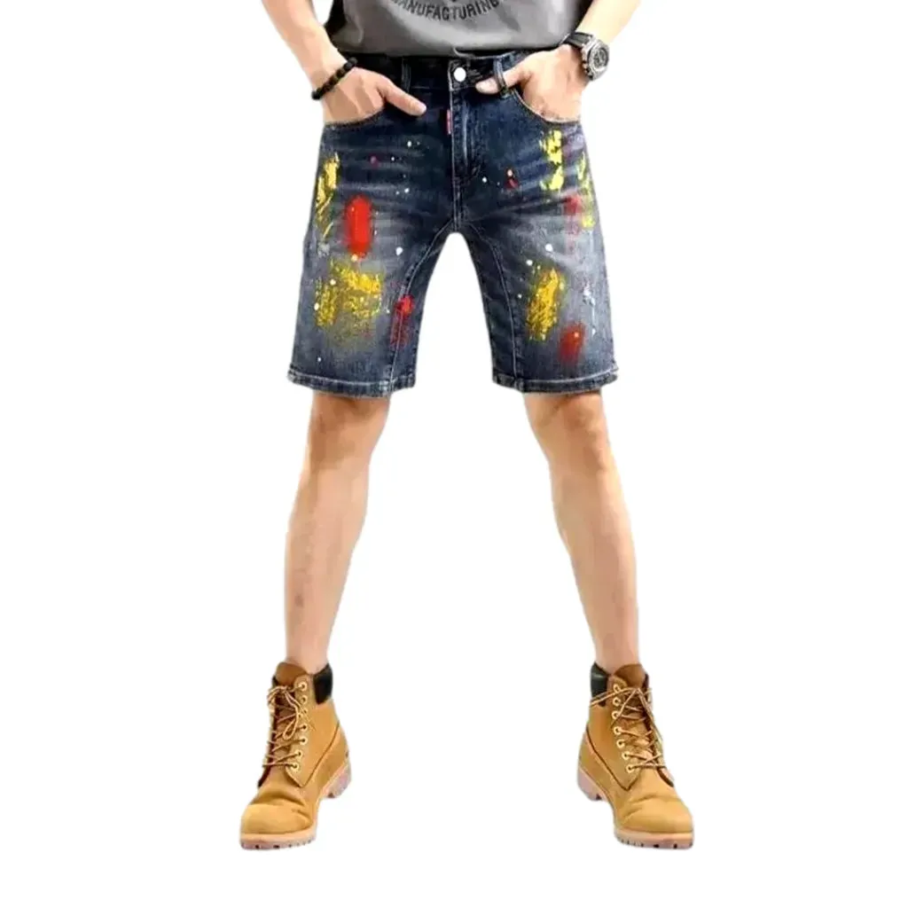 Trendy sanded denim shorts for men
