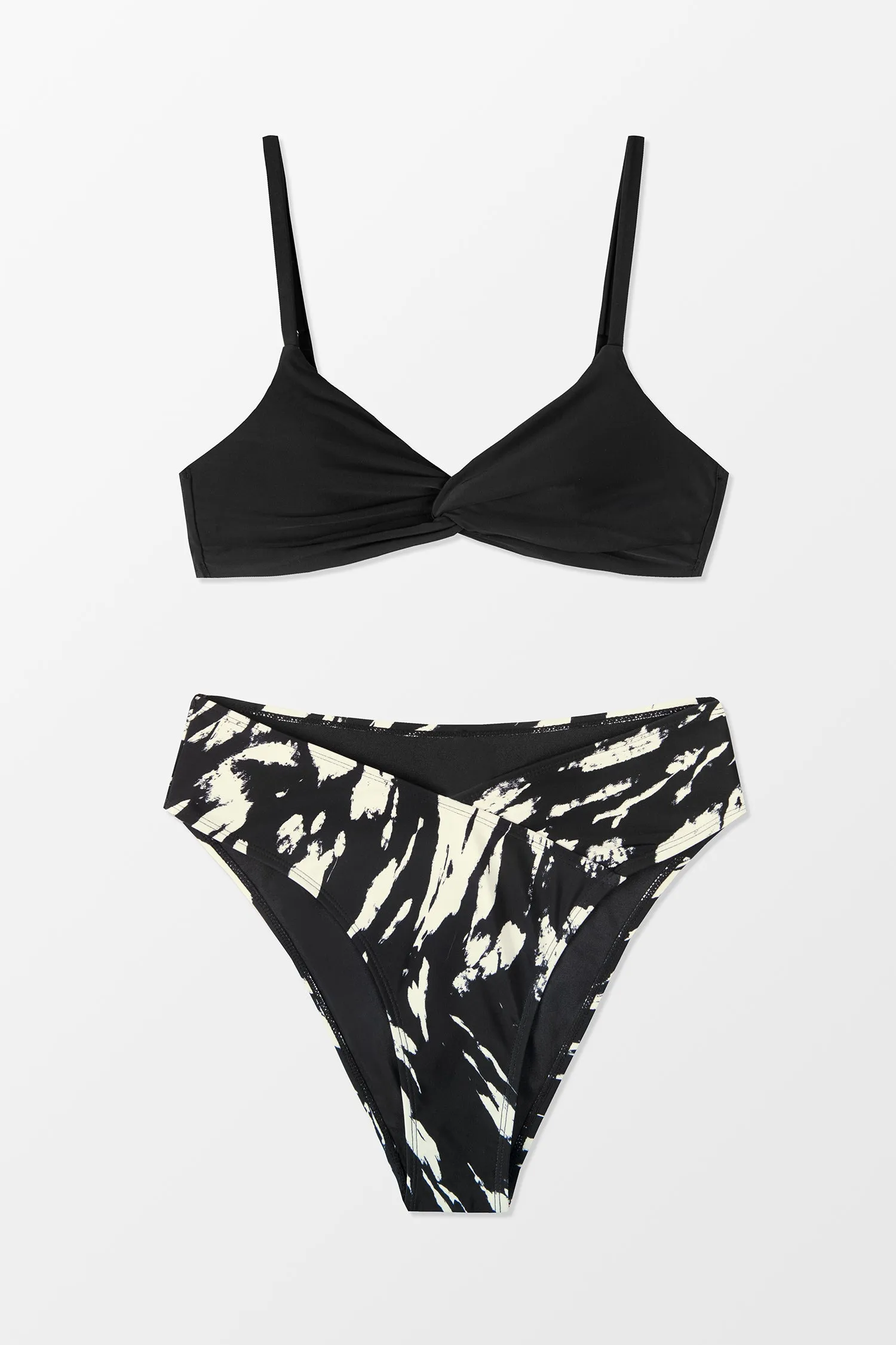 Whimsical Strokes Twisted Front Bralette & Cheeky Bikini Swimsuit