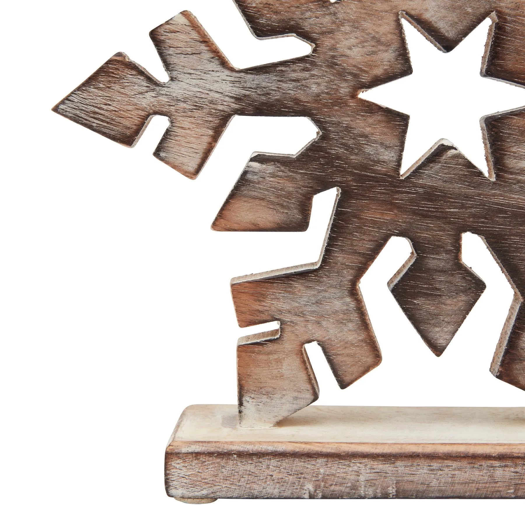 White Wash Wooden Snowflake Decoration