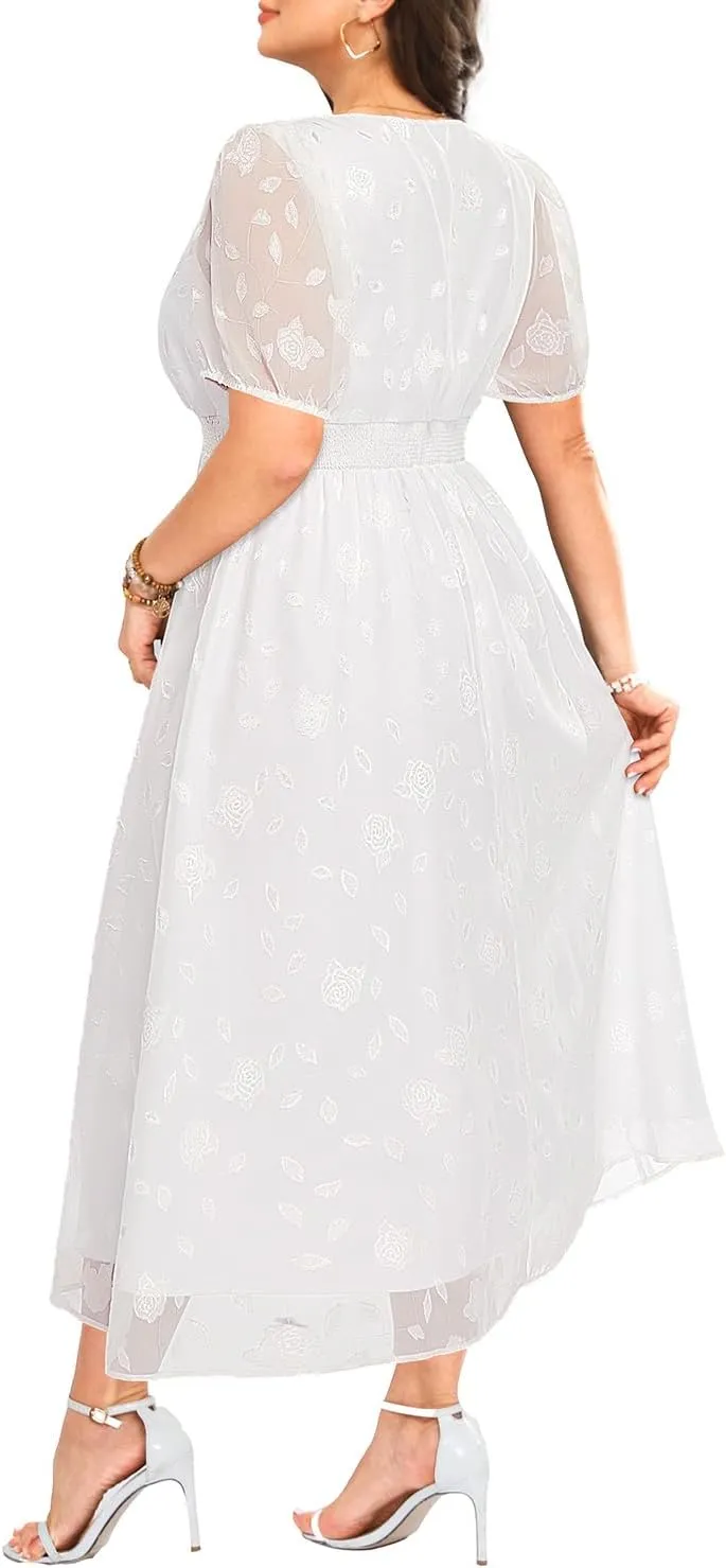 Women Plus Size Summer Dress - Easter Spring Floral Wedding Guest Maxi Long Dress